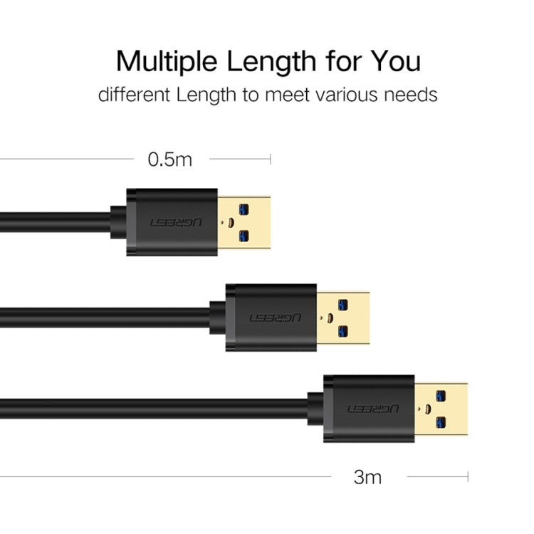 Ugreen 50cm USB 3.0 Male to Female Data Sync Super Speed Transmission Extension Cord Cable - USB 3.0 by UGREEN | Online Shopping UK | buy2fix