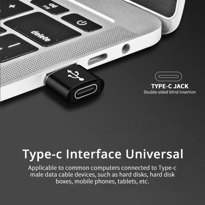 USB-C / Type-C Female to USB 2.0 Male Aluminum Alloy Adapter, Support Charging & Transmission(Black) - Type-C Adapter by buy2fix | Online Shopping UK | buy2fix