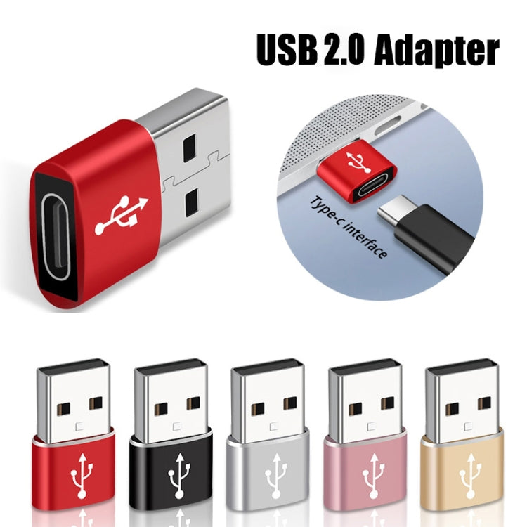 USB-C / Type-C Female to USB 2.0 Male Aluminum Alloy Adapter, Support Charging & Transmission(Red) - Type-C Adapter by buy2fix | Online Shopping UK | buy2fix