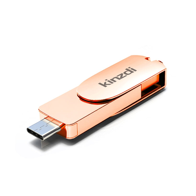 Kinzdi 32GB USB 3.0 + Type-C 3.0 Interface Metal Twister Flash Disk V11 (Rose Gold) - USB Flash Drives by Kinzdi | Online Shopping UK | buy2fix