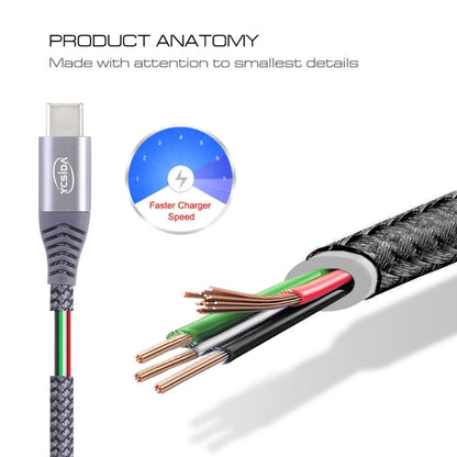 1.2m Nylon Braided Cord USB to Type-C Data Sync Charge Cable with 110 Copper Wires, Support Fast Charging(Grey) - Mobile Accessories by buy2fix | Online Shopping UK | buy2fix