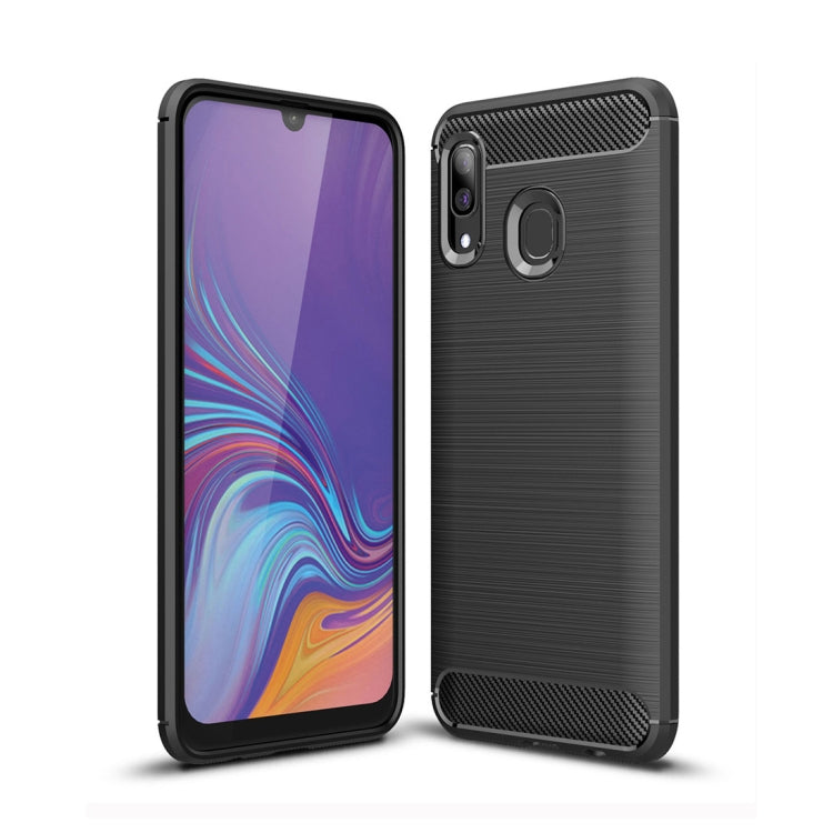 Brushed Texture Carbon Fiber TPU Case for Galaxy A40 (Black) - Galaxy Phone Cases by buy2fix | Online Shopping UK | buy2fix