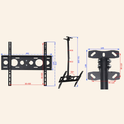 26-60 inch Universal Height & Angle Adjustable Single Screen TV Wall-mounted Ceiling Dual-use Bracket, Retractable Range: 0.5-1m - Consumer Electronics by buy2fix | Online Shopping UK | buy2fix