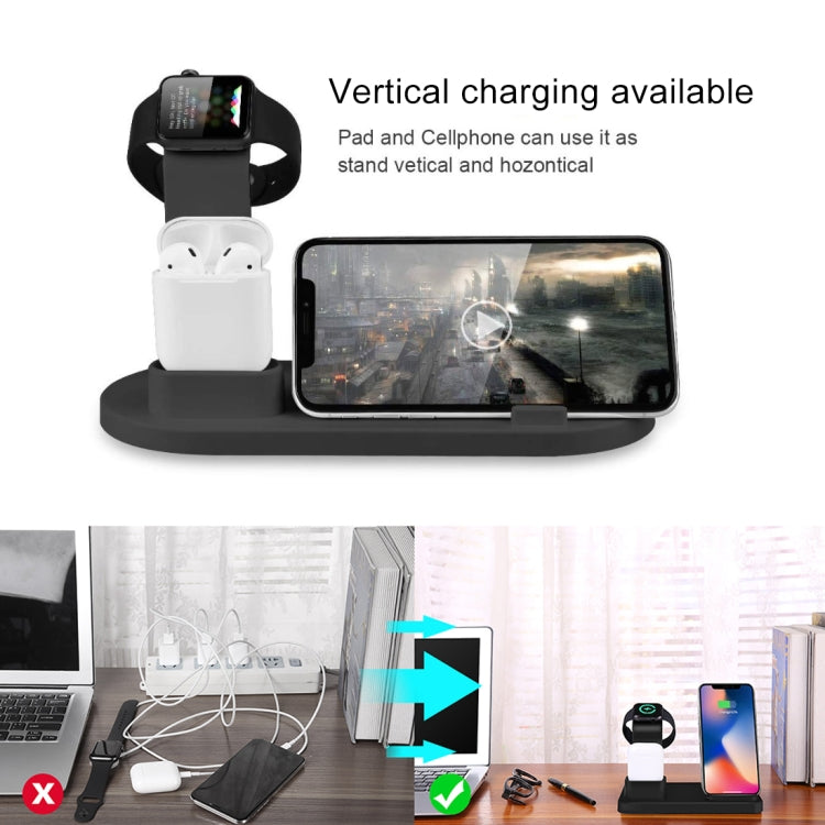 HQ-UD15 5 in 1 Micro USB + USB-C / Type-C + 8 Pin Interface Phone Charging Base with 8 Pin Earphone Charging Interface & Watch Stand(White) - Multifunction Charger by buy2fix | Online Shopping UK | buy2fix