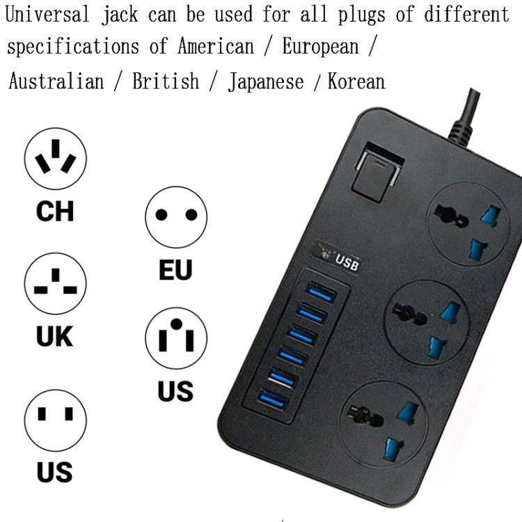 T09 3000W High Power Multi-Function Plug-in 3-Hole International Universal Jack + 6 USB Intelligent Charging EU PLUG - Consumer Electronics by buy2fix | Online Shopping UK | buy2fix