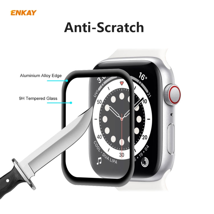 For Apple Watch 6/5/4/SE 44mm 5PCS ENKAY Hat-Prince 0.2mm 9H Surface Hardness 3D Explosion-proof Aluminum Alloy Edge Full Screen Tempered Glass Screen Film - Watch Cases by ENKAY | Online Shopping UK | buy2fix