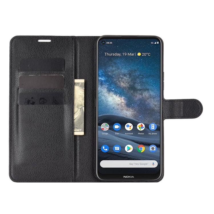 For Nokia 8.3 5G Litchi Texture Horizontal Flip Protective Case with Holder & Card Slots & Wallet(Black) - Mobile Accessories by buy2fix | Online Shopping UK | buy2fix