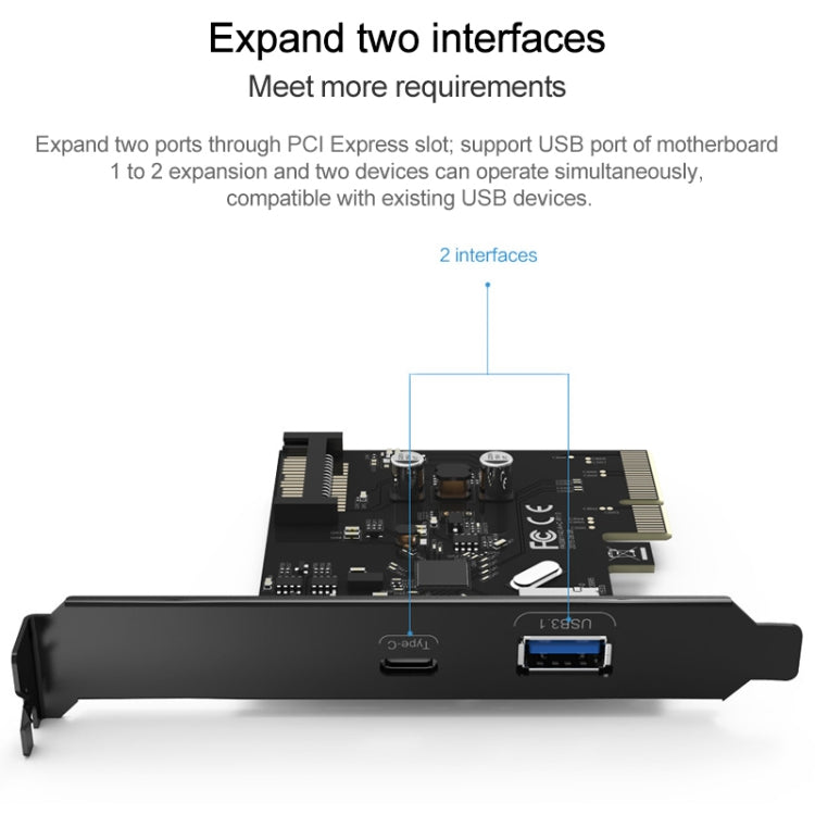 ORICO PA31-AC 2 Port USB3.1 PCI-E Adapter - Add-on Cards by ORICO | Online Shopping UK | buy2fix