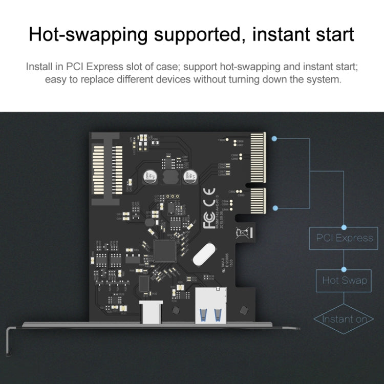 ORICO PA31-AC 2 Port USB3.1 PCI-E Adapter - Add-on Cards by ORICO | Online Shopping UK | buy2fix