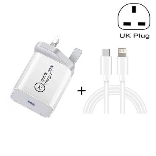 SDC-20W 2 in 1 PD 20W USB-C / Type-C Travel Charger + 3A PD3.0 USB-C / Type-C to 8 Pin Fast Charge Data Cable Set, Cable Length: 1m, UK Plug - Mobile Accessories by buy2fix | Online Shopping UK | buy2fix