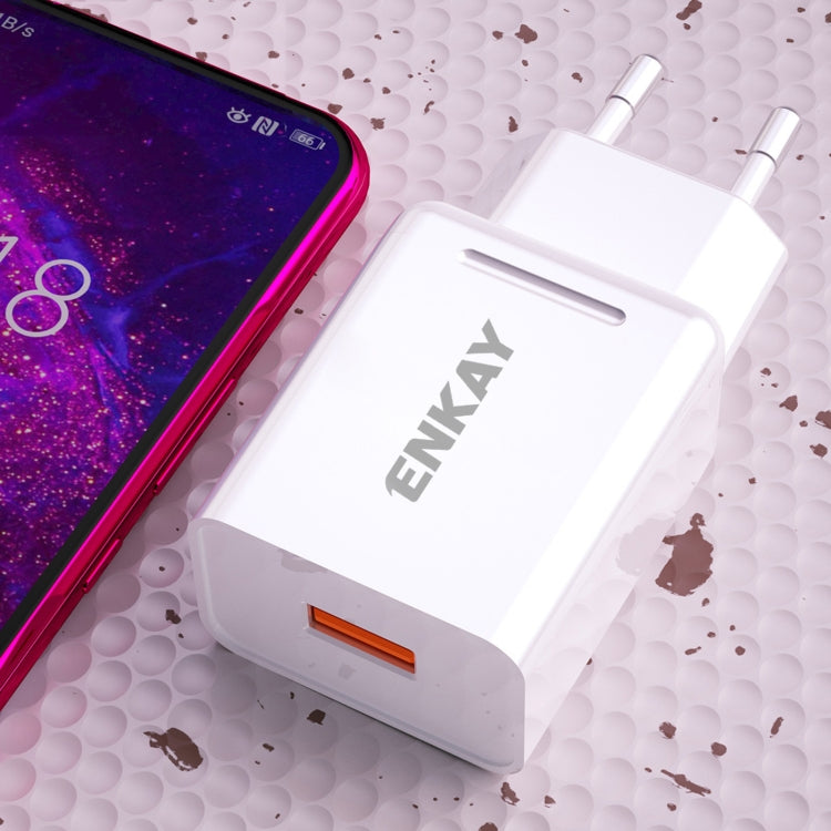 ENKAY Hat-Prince T033 18W USB QC 3.0 Fast Charging Travel Charger Power Adapter, EU Plug - Apple Accessories by ENKAY | Online Shopping UK | buy2fix