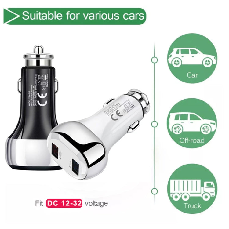 YSY-312 2 in 1 18W Portable QC3.0 Dual USB Car Charger + 1m 3A USB to Micro USB Data Cable Set(White) - Car Charger by buy2fix | Online Shopping UK | buy2fix