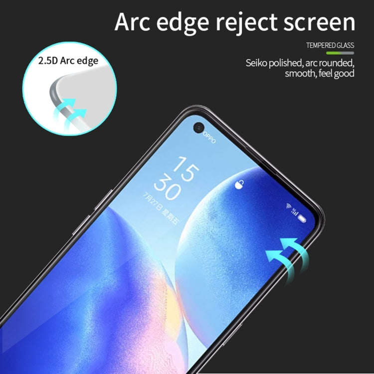 For OPPO Reno5 Z / A94 PINWUYO 9H 2.5D Full Screen Tempered Glass Film(Black) - OPPO Tempered Glass by PINWUYO | Online Shopping UK | buy2fix