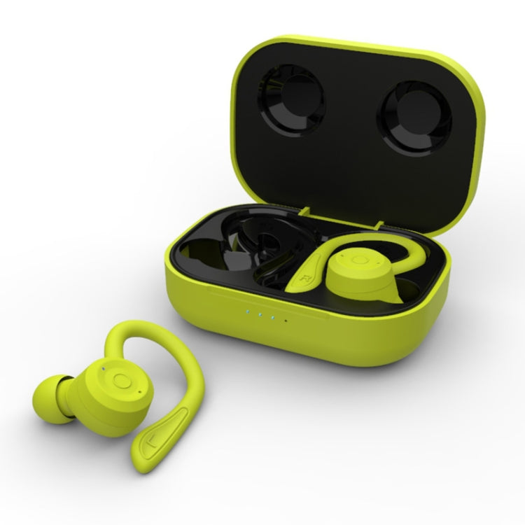 T20 TWS Bluetooth Hooks Wireless Sports Headphones with Charging Box IPX6 Waterproof Noise-cancelling Earphones(Green) - Bluetooth Earphone by buy2fix | Online Shopping UK | buy2fix