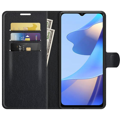 For OPPO A16 Litchi Texture Horizontal Flip Protective Case with Holder & Card Slots & Wallet(Black) - OPPO & vivo Accessories by buy2fix | Online Shopping UK | buy2fix