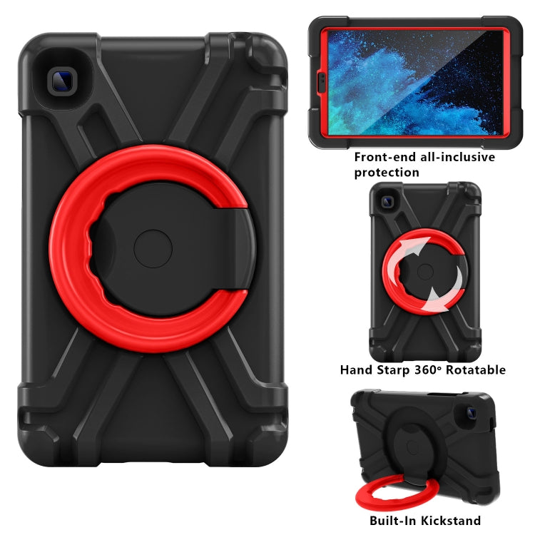 For Galaxy Tab A7 Lite T220/T225 PC + Silicone Shockproof Combination Case with 360 Degree Rotating Holder & Handle(Black+Red) - Tab A7 Lite T220 / T225 by buy2fix | Online Shopping UK | buy2fix