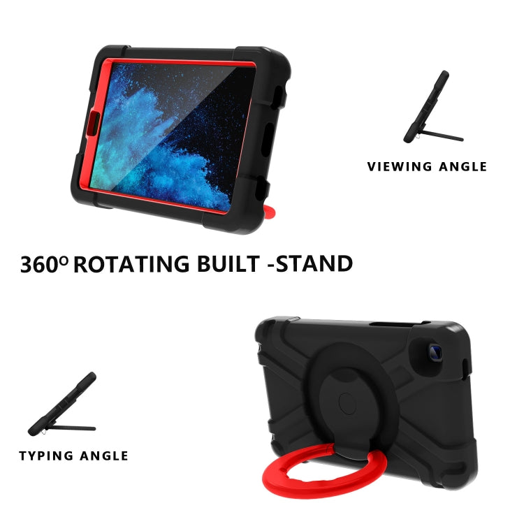 For Galaxy Tab A7 Lite T220/T225 PC + Silicone Shockproof Combination Case with 360 Degree Rotating Holder & Handle(Black+Red) - Tab A7 Lite T220 / T225 by buy2fix | Online Shopping UK | buy2fix