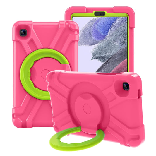 For Galaxy Tab A7 Lite T220/T225 PC + Silicone Shockproof Combination Case with 360 Degree Rotating Holder & Handle(Rose Red+Grass Green) - Tab A7 Lite T220 / T225 by buy2fix | Online Shopping UK | buy2fix