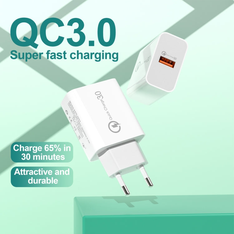 APD-2003 18W QC3.0 Single Port USB Charger with 1m USB to Micro USB Data Cable(US Plug) - Mobile Accessories by buy2fix | Online Shopping UK | buy2fix