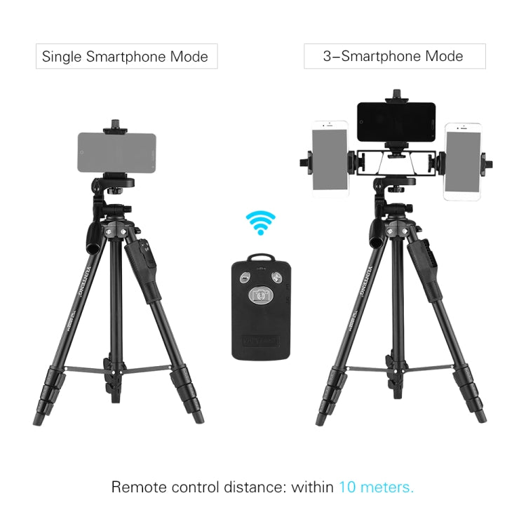 YUNTENG VCT-6808 Multi-Phone Bracket Tripod Mount with Ball Head and Remote Control - Camera Accessories by buy2fix | Online Shopping UK | buy2fix