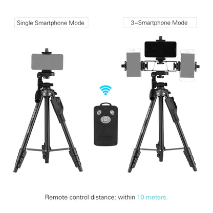 YUNTENG VCT-6808 Multi-Phone Bracket Tripod Mount with Ball Head and Remote Control - Camera Accessories by buy2fix | Online Shopping UK | buy2fix