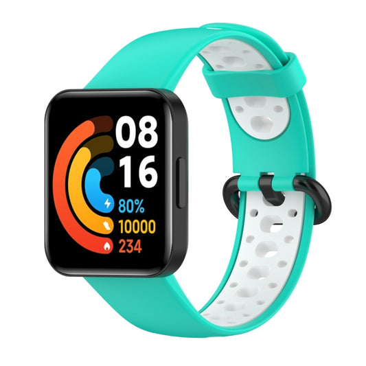 For Xiaomi Redmi Watch 2 Lite Two-Color Mixed Silicone Watch Band(Cyan+White) - Smart Wear by buy2fix | Online Shopping UK | buy2fix