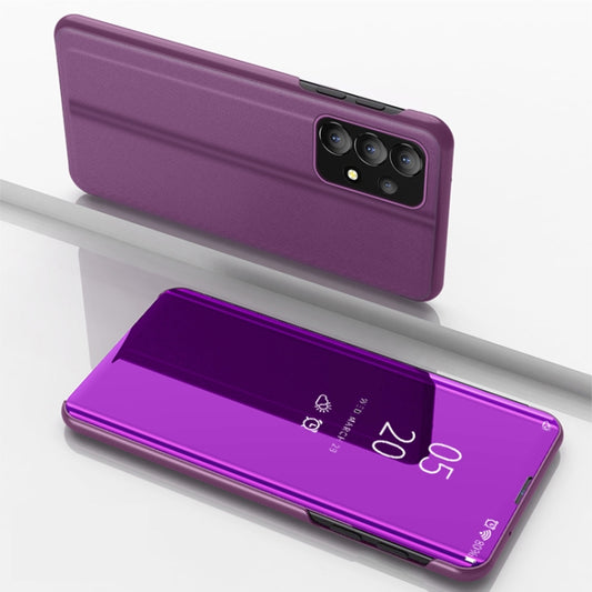 For Samsung Galaxy A53 5G Plated Mirror Flip Leather Case with Holder(Purple) - Samsung Accessories by buy2fix | Online Shopping UK | buy2fix