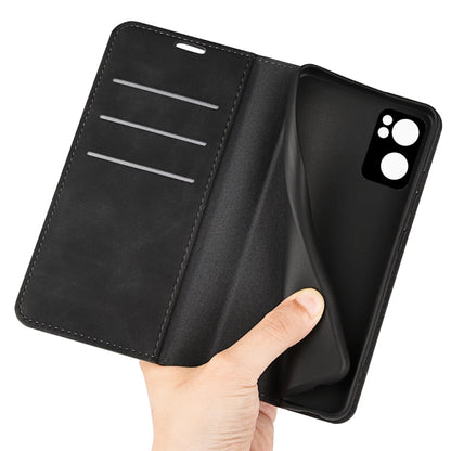 For OPPO Reno 7 5G Retro-skin Magnetic Suction Leather Phone Case(Black) - OPPO & vivo Accessories by buy2fix | Online Shopping UK | buy2fix