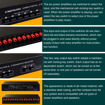 6 In 2 Out 300W Power Amplifier Switcher Loudspeaker Switch Distribute Device - Consumer Electronics by buy2fix | Online Shopping UK | buy2fix