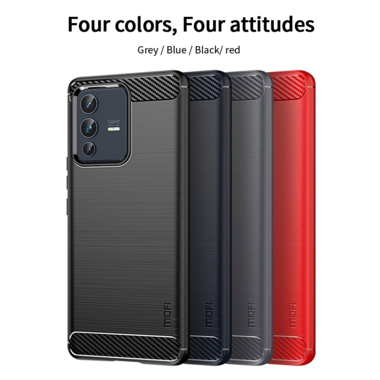 For vivo V23 5G/S12 MOFI Gentleness Series Brushed Texture Carbon Fiber Soft TPU Phone Case(Blue) - vivo Cases by MOFI | Online Shopping UK | buy2fix