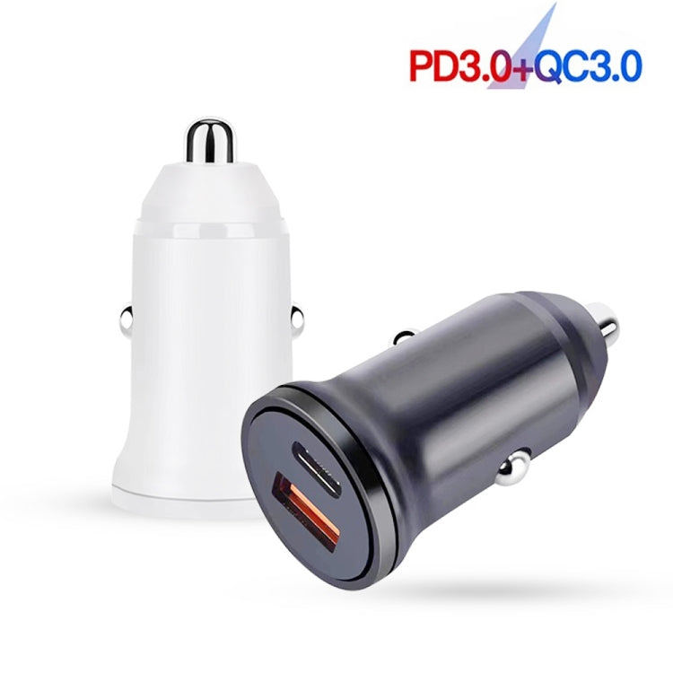 WKN-707 PD 20W USB-C / Type-C + QC 3.0 25W USB Mini Car Charger with USB-C / Type-C to 8 Pin Data Cable, Cable Length: 1m(Black) - In Car by buy2fix | Online Shopping UK | buy2fix