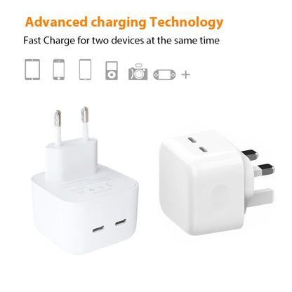 SDC-40W Dual PD USB-C / Type-C Ports Charger with 1m Type-C to Type-C Data Cable, UK Plug - Mobile Accessories by buy2fix | Online Shopping UK | buy2fix