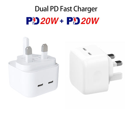 SDC-40W Dual PD USB-C / Type-C Ports Charger with 2m Type-C to Type-C Data Cable, UK Plug - Mobile Accessories by buy2fix | Online Shopping UK | buy2fix