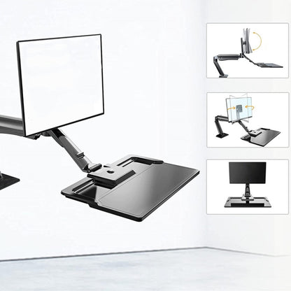 NORTH BAYOU NB40 Ergonomic Height Adjust Computer Stand Workstation 22-32 Inch Monitor Mount Bracket with Keyboard Plate Desk Stand - Computer & Networking by buy2fix | Online Shopping UK | buy2fix