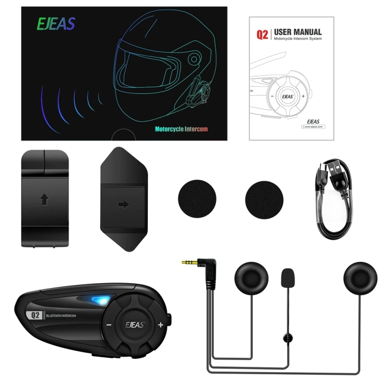 EJEAS Q2 Waterproof Motorcycle Helmet Headset Intercom Bluetooth 5.1 Interphone - Consumer Electronics by buy2fix | Online Shopping UK | buy2fix