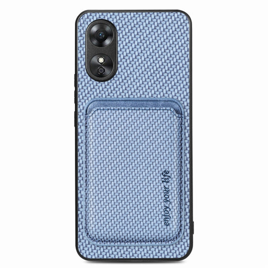 For OPPO A17 Pro Carbon Fiber Leather Card Magsafe Phone Case(Blue) - OPPO Cases by buy2fix | Online Shopping UK | buy2fix