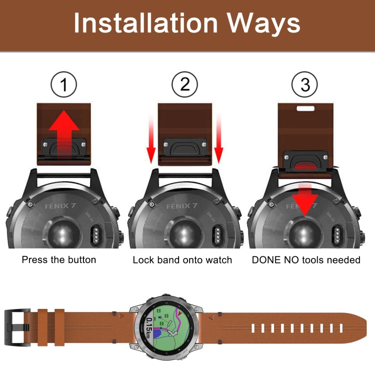 For Garmin Fenix 5S 20mm Leather Steel Buckle Watch Band(Brown) - Watch Bands by buy2fix | Online Shopping UK | buy2fix