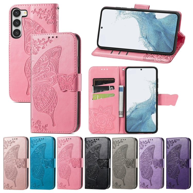 For Samsung Galaxy S23 Ultra 5G Butterfly Love Flower Embossed Leather Phone Case(Purple) - Galaxy S23 Ultra 5G Cases by buy2fix | Online Shopping UK | buy2fix