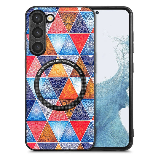 For Samsung Galaxy S23+ 5G Colored Drawing Leather Back Cover Magsafe Phone Case(Rhombus Mandala) - Galaxy S23+ 5G Cases by buy2fix | Online Shopping UK | buy2fix