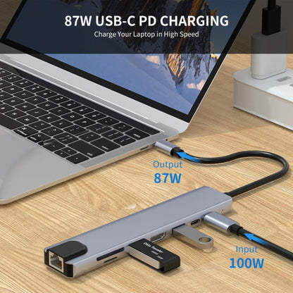 JUNSUNMAY 8 in 1 Type-C to 4K HDMI / Ethernet Docking Station Adapter PD Quick Charge Hub SD/TF Card Reader - USB HUB by JUNSUNMAY | Online Shopping UK | buy2fix