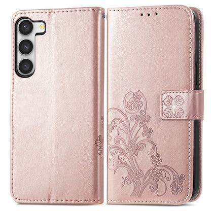 For Samsung Galaxy A54 5G Four-leaf Clasp Embossed Buckle Leather Phone Case(Rose Gold) - Galaxy Phone Cases by buy2fix | Online Shopping UK | buy2fix