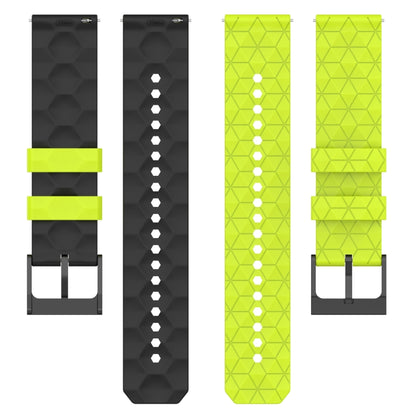 For Garmin Forerunner 255 Music 22mm Football Pattern Two-Color Silicone Watch Band(Olive Green + Black) - Watch Bands by buy2fix | Online Shopping UK | buy2fix