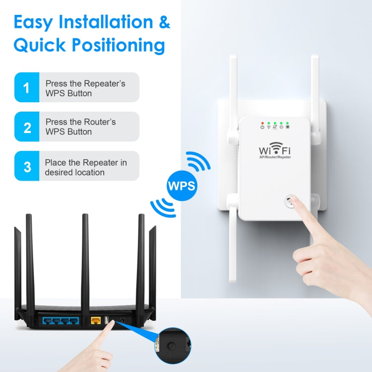 U8 300Mbps Wireless WiFi Repeater Extender Router Wi-Fi Signal Amplifier WiFi Booster(US Plug) -  by buy2fix | Online Shopping UK | buy2fix