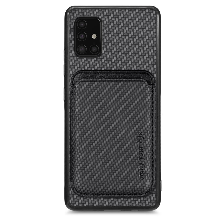 For Samsung Galaxy A51 5G Carbon Fiber Leather Card Magsafe Magnetic Phone Case(Black) - Galaxy Phone Cases by buy2fix | Online Shopping UK | buy2fix