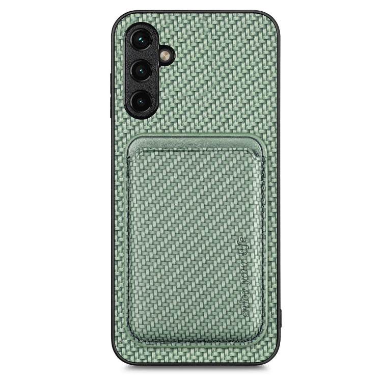 For Samsung Galaxy A54 5G Carbon Fiber Leather Card Magsafe Magnetic Phone Case(Green) - Galaxy Phone Cases by buy2fix | Online Shopping UK | buy2fix