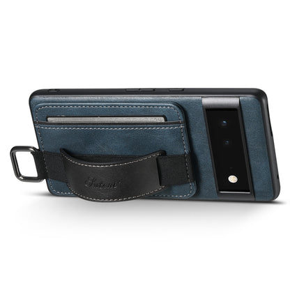For Googel Pixel 6 Pro Suteni H13 Card Wallet Wrist Strap Holder PU Phone Case(Blue) - Google Cases by Suteni | Online Shopping UK | buy2fix