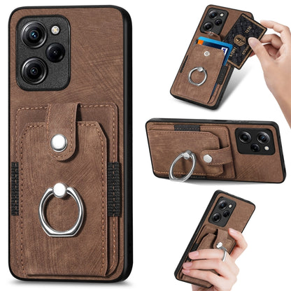 For Xiaomi Poco X5 Pro Retro Skin-feel Ring Card Wallet Phone Case(Brown) - Xiaomi Cases by buy2fix | Online Shopping UK | buy2fix