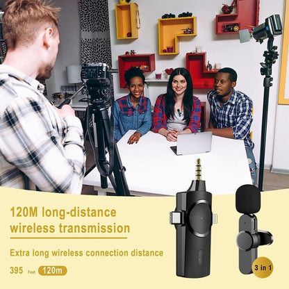 One by Two 3 in 1 Lavalier Noise Reduction Wireless Microphone for iPhone / iPad / Android / Camera - Microphone by buy2fix | Online Shopping UK | buy2fix