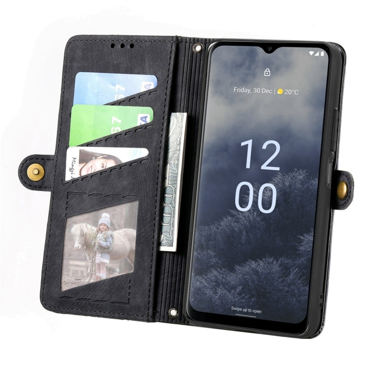 For Nokia G60 5G Geometric Zipper Wallet Side Buckle Leather Phone Case(Black) - Nokia Cases by buy2fix | Online Shopping UK | buy2fix