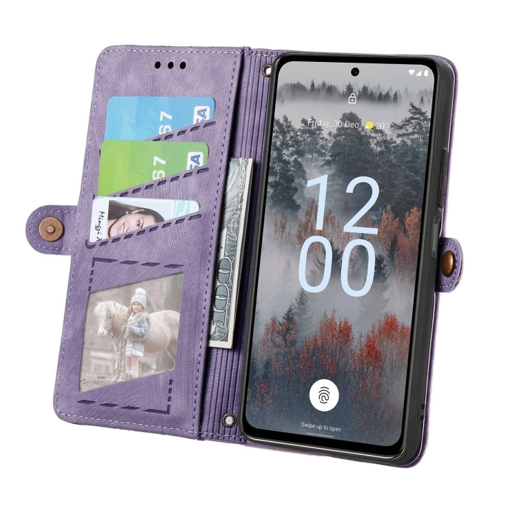 For Nokia X30 5G Geometric Zipper Wallet Side Buckle Leather Phone Case(Purple) - Nokia Cases by buy2fix | Online Shopping UK | buy2fix